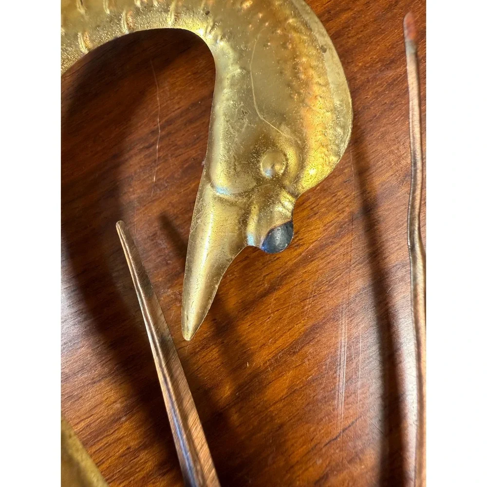 Vintage Brass Swan Wall Hanging • Mid Century Modern Bird Art